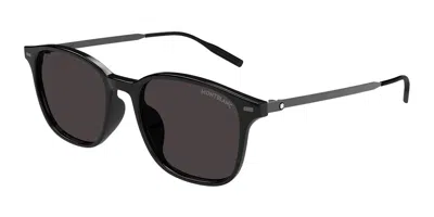 Montblanc Mb0445sa Vestibilità Orientale 001 Occhiali Da Sole Neri Per Uomo In Black