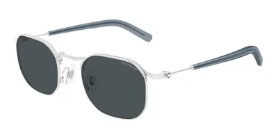 Montblanc Mb0459s 002 Men's Sunglasses Silver Size 50 In Metallic