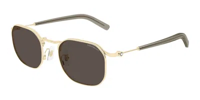 Montblanc Mb0459s 003 Men's Sunglasses Gold Size 50 In Brown