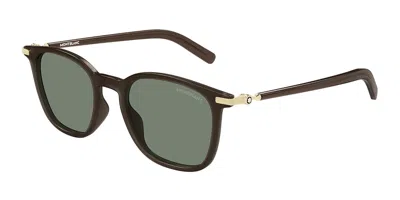 Montblanc Mb0460s 004 Men's Sunglasses Brown Size 50