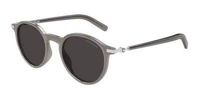 Montblanc Mb0461s 005 Men's Sunglasses Grey Size 49 In Brown