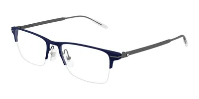 Montblanc Mb0468o 007 Men's Glasses Blue Size 58 - Free Lenses - Blue Light Block Available