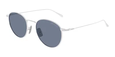 Montblanc Mb0473s 003 Men's Sunglasses Silver Size 50 In Blue