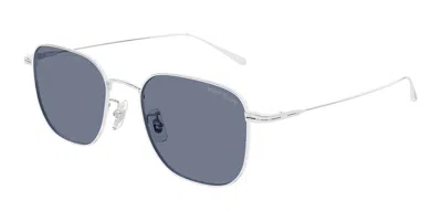 Montblanc Mb0477sa Asian Fit 003 Men's Glasses  Size 54 - Free Lenses - Blue Light Block Available In Silver