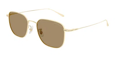 Montblanc Mb0477sa Vestibilità Orientale 002 Occhiali Da Sole Oro Per Uomo In Gold