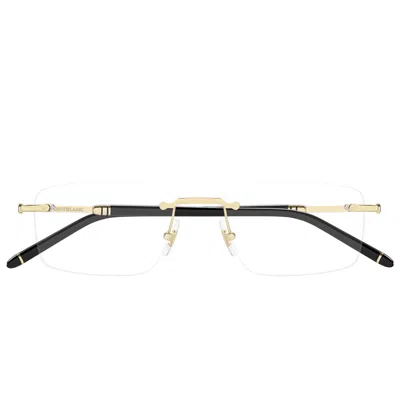 Montblanc Mb0480 O 001 Gold Black/transparent Men's Prescription Glasses In Multi
