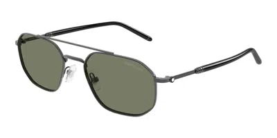 Montblanc Mb0481s 003 Men's Sunglasses Gunmetal Size 55 In Green