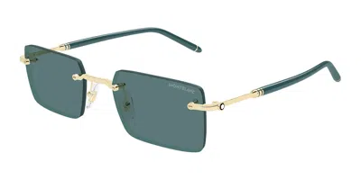 Montblanc Mb0482s 004 Men's Sunglasses Gold Size 53 In Green