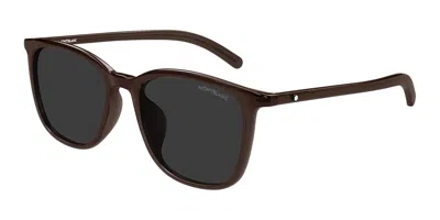 Montblanc Mb0487sa Asian Fit 002 Men's Sunglasses  Size 56 In Brown