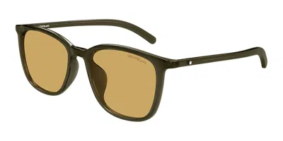 Montblanc Mb0487sa Asian Fit 004 Men's Sunglasses  Size 56 In Green
