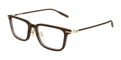 Montblanc Mb0489oa Asian Fit 007 Men's Glasses  Size 52 - Free Lenses - Blue Light Block Available In Brown