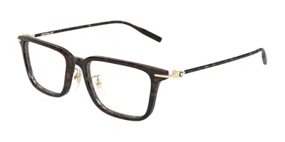 Montblanc Mb0489oa Asian Fit 002 Men's Glasses  Size 54 - Free Lenses - Blue Light Block Available In Brown