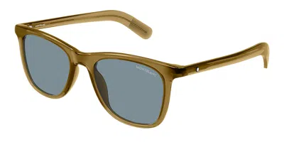 Montblanc Mb0496s 005 Men's Sunglasses Brown Size 52 In Green