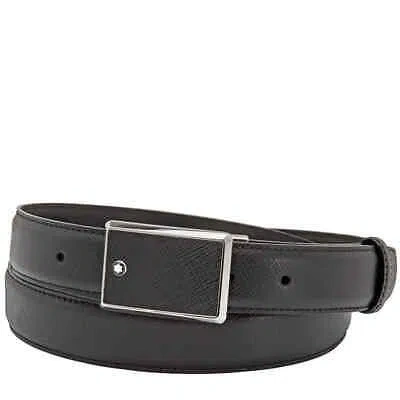 Pre-owned Montblanc Mb114421 Men's Belt, One Size - Black (mb114421)