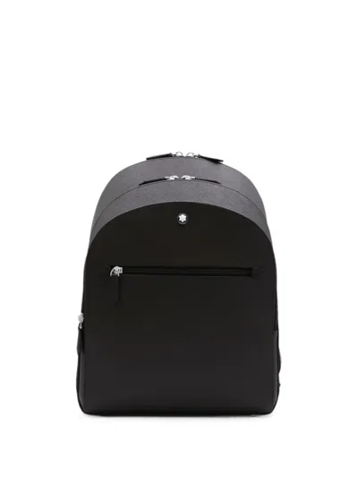 Montblanc Medium Cross-grain Leather Zip-pocket Backpack In Brown