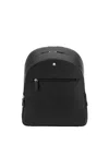 Montblanc Medium Cross-grain Leather Zip-pocket Backpack In Black