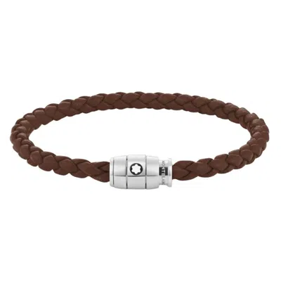 Montblanc Medium Soft Leather Woven Braclet In Brown