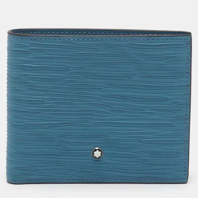 Pre-owned Montblanc Meisterstuck 4810 Blue Leather 8cc Bifold Wallet