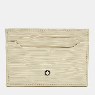 Pre-owned Montblanc Meisterstuck 4810 Ivory Leather Card Holder In White