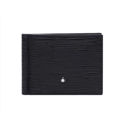 Pre-owned Montblanc Meisterstück 4810 Mens Leather 6cc Bifold Wallet Purse With Money Clip In Black