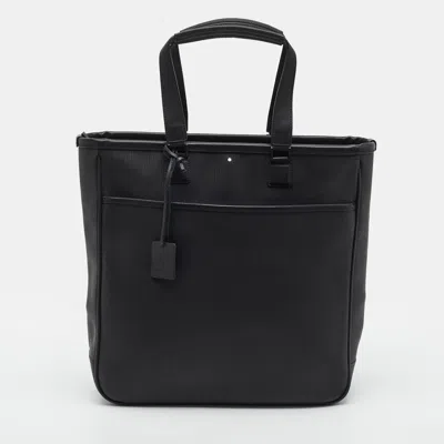 Pre-owned Montblanc Meisterstuck Black Carbon Fiber Effect Leather Tote