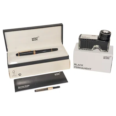 Pre-owned Montblanc Meisterstück Black Fountain Pen With Original Box, Inkwell & Paperwork