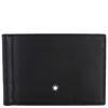 Montblanc Meisterstuck Black Leather 4810 6-card Wallet With Money Clip In Gray