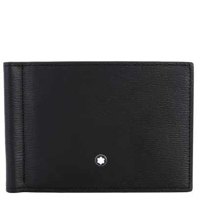 Montblanc Meisterstuck Black Leather 4810 6-card Wallet With Money Clip In Gray