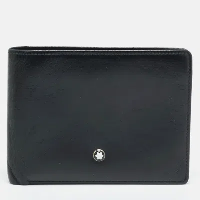 Pre-owned Montblanc Meisterstuck Black Leather 6cc Bifold Wallet