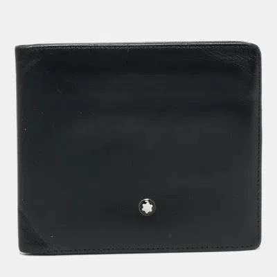 Pre-owned Montblanc Meisterstuck Black Leather Bifold Wallet