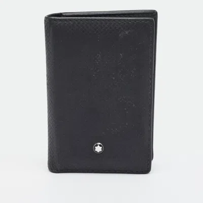 Pre-owned Montblanc Meisterstuck Black Leather Card Case