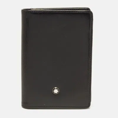Pre-owned Montblanc Meisterstuck Black Leather Card Case