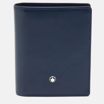 Pre-owned Montblanc Meisterstuck Blue Leather Business Card Holder
