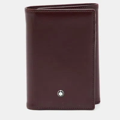 Pre-owned Montblanc Meisterstuck Burgundy Leather Business Card Holder