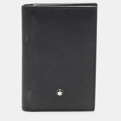 Pre-owned Montblanc Meisterstuck Business Black Leather Flap Card Case
