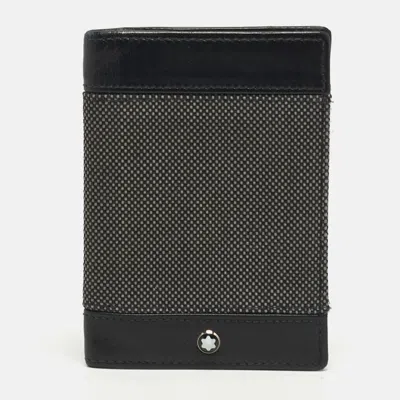 Pre-owned Montblanc Meisterstuck Business Black/grey Canvas And Leather Bifold Card Holder