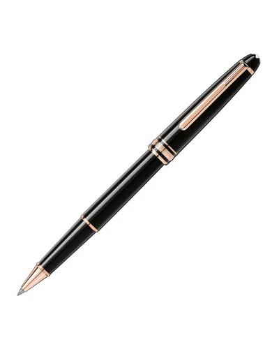 Montblanc Meisterstuck Classique Rollerball Pen, Rose Gold-coated In Blue
