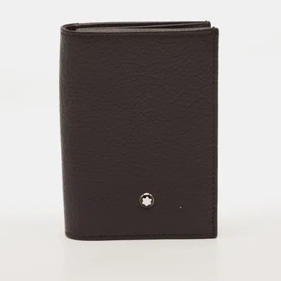 Pre-owned Montblanc Meisterstuck Dark Brown Leather Bifold Card Case