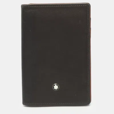 Pre-owned Montblanc Meisterstuck Dark Brown Leather Card Holder