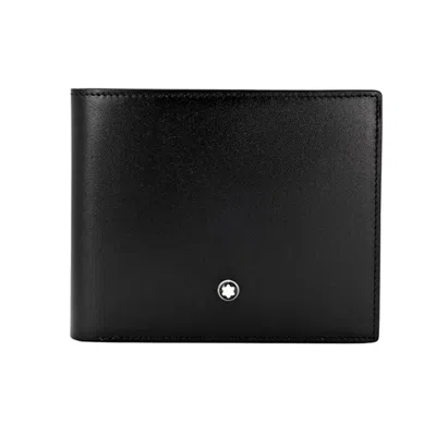 Pre-owned Montblanc Meisterstück Genuine Leather 12cc Card Holder Bifold Wallet Purse Men In Black