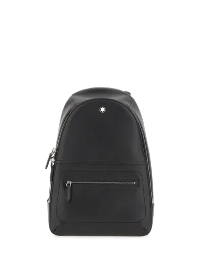 Montblanc Meisterstuck Leather Backpack In Black