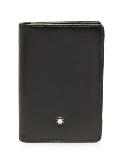 Pre-owned Montblanc Meisterstuck Leather Card Case In Black