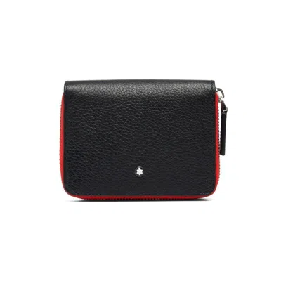 Pre-owned Montblanc Meisterstück Leather Coin Wallet Purse Pouch Pocket Bag For Men Women In Black