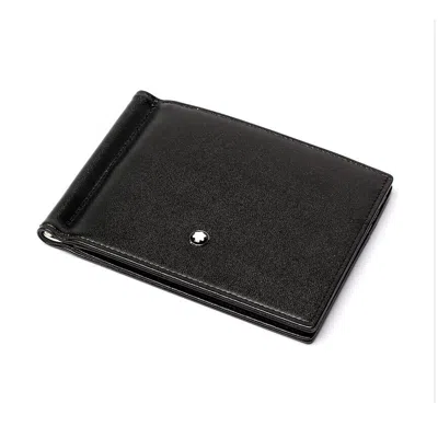Pre-owned Montblanc Meisterstück Leather Men's 6cc Wallet Purse Card Holder Money Clip In Black