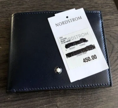 Pre-owned Montblanc Meisterstück Leather Wallet 6cc 131692 $450 In Blue