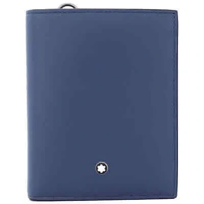 Pre-owned Montblanc Meisterstuck Meisterstuck Blue Leather Compact Wallet 129678