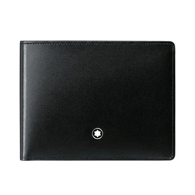 Pre-owned Montblanc Meisterstuck Men's Natural Leather 6cc Bifold Wallet Purse Card Holder In Black