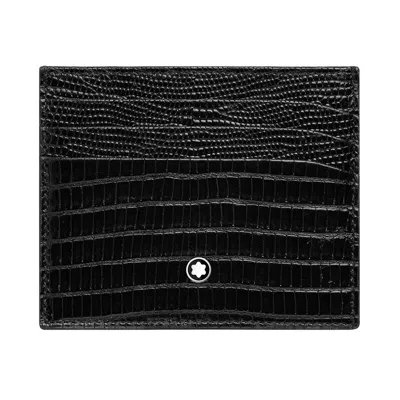 Pre-owned Montblanc Meisterstück Natural Leather Men's Card Holder Wallet Purse Men 116296 In Black