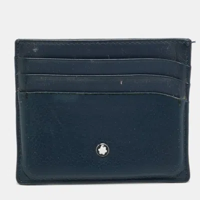 Pre-owned Montblanc Meisterstuck Navy Blue Leather Card Holder