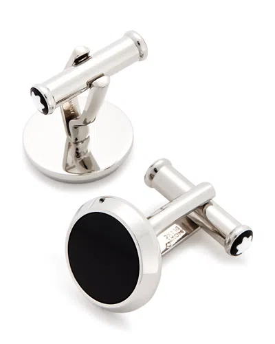 Montblanc Meisterstuck Onyx Inlay Round Cufflinks In Gray